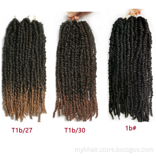 10 Piece Brown Blonde Pre-twisted Hair 18 Inch Pre-looped Ombre Black Passion Crochet Hair for Women Synthetic Braids